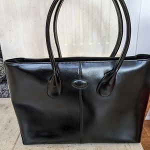 Tods Black Leather D Princess Diana Bag Tote Top Handles